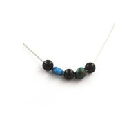 mm Collier de perles d'agate noire + chrysocolle des États-Unis + apatite bleue du Brésil