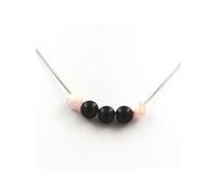 collier d'agate noire 8 mm + perles de kunzite du Brésil