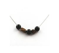 collier de perles d'agate noire de 8 mm + opale de boulder australienne