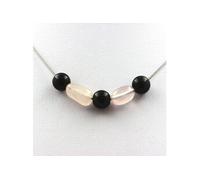 mm Collier d'agate noire + quartz rose du Brésil