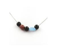 collier de perles d'agate noire de 8 mm + rubis brésilien + aigue-marine brésilienne