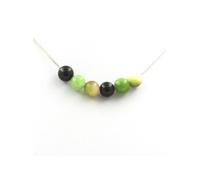 Collier de perles agate noire + tourmaline pastèque + péridot 8 mm