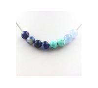 Collier perles Agate rubanée bleu + Lapis Lazuli du Pakistan + Aigue-marine + Turquoise 8 mm - A Bijoux