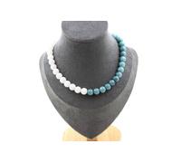 Collier de perles d'aigue-marine 8 mm en acier inoxydable