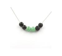 Collier de perles d'aventurine + lave + obsidienne noire 8 mm