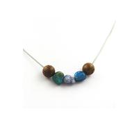 collier de perles en bois de 8 mm + chrysocolle des États-Unis + jaspe bleu d'Afrique du Sud + apatite bleue du Brésil