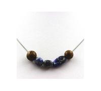 collier de perles en bois de 8 mm + lapis-lazuli du Pakistan
