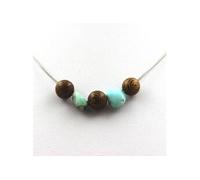 collier de perles en bois de 8 mm + Larimar de la République dominicaine