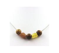 collier de perles en bois de 8 mm + Pierre de soleil de Tanzanie + Opale jaune d'Australie