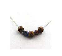 mm Collier de perles en bois + rubis du Brésil + lapis-lazuli du Pakistan