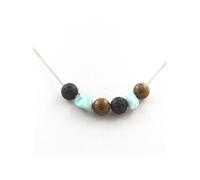 Collier de perles en bois + lave + larimar de la République dominicaine 8 mm
