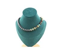 Collier de perles de chrysocolle de Namibie, qualité 7A + hématite, chaîne en acier inoxydable de 8 mm
