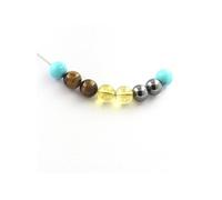 Collier perles Hématite + Citrine + Oeil de Tigre + Turquoise 8 mm - A Bijoux