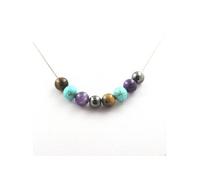 Collier perles Hématite + Howlite Turquoise + Améthyste + Oeil de Tigre 8 mm - A Bijoux Turquoise G