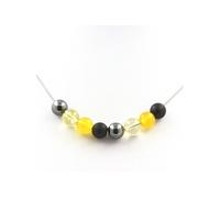 Collier perles Hématite + Onyx noir mat + Citrine + Agate jaune 8 mm - A Bijoux Multicolore G