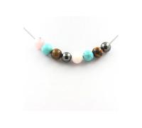 Collier perles Hématite + Turquoise + Oeil de Tigre + Opale Rose 8 mm - A Bijoux Turquoise G