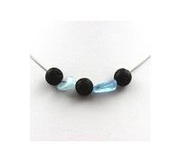 collier de perles de lave + aigue-marine de 8 mm du Brésil