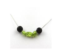 collier de perles de lave + péridot de 8 mm du Myanmar (Birmanie)