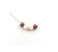 Collier de perles de lépidolite + opale rose 8 mm