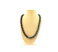 Collier perles Malachite du Congo Qualité 7A + Agate noire 8 mm chaîne inox - A Bijoux Noir