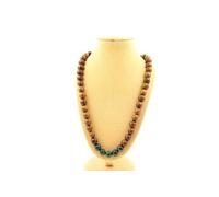 Collier perles Malachite du Congo Qualité 7A + bois 8 mm chaîne inox - A Bijoux Multicolore