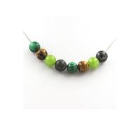 Collier perles Oeil de Tigre + Péridot + Labradorite + Malachite 8 mm - A Bijoux