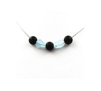 Collier de perles d'onyx noir mat 8 mm + aigue-marine brésilienne