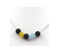 Collier de perles d'onyx noir mat 8 mm + aigue-marine brésilienne + opale jaune australienne
