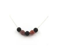 Collier de perles d'onyx noir mat 8 mm + rubis brésilien