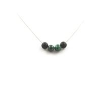 Collier d'onyx noir mat + perles de malachite du Congo 8 mm