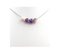 Collier d'opale rose + améthyste en perles 8 mm en acier inoxydable