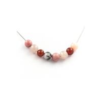 Opale rose + rhodonite + agate rouge + quartz rose Collier de perles 8 mm