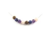 Collier Perles Quartz Rose + Améthyste + Lapis Lazuli + bois 8 mm - A Bijoux