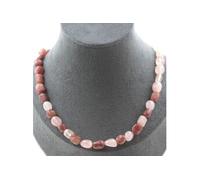 Collier perles Quartz rose du Brésil + Rubis du Brésil chaîne inox - A Bijoux