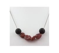 Collier perles Rubis du Brésil + Lave 8 mm chaîne inox - A Bijoux Multicolore