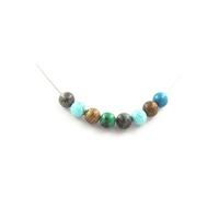 Collier de perles turquoises + chrysocolle + labradorite + bois 8 mm