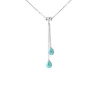 Collier - PERLINEA - Toi & Moi - Perles de Culture AAA+ - Bleu Turquoise - Argent 925
