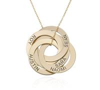 Collier personnalisé avec anneaux russes avec inscriptions - Deux, trois, quatre ou cinq pendentifs personnalisés - Cadeau délicat pour elle, femme - Bijoux pour la fête des mères, Noël, un