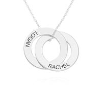Collier personnalisé avec anneaux russes avec inscriptions - Deux, trois, quatre ou cinq pendentifs personnalisés - Cadeau délicat pour elle, femme - Bijoux pour la fête des mères, Noël, un