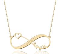 Collier Personnalisé avec Nom en Arabe et Symbole Infini - Bijoux Gravés avec Dates/Messages - Argent Sterling/Acier Inoxydable - Cadeau pour Femme, Anniversaire, Saint-Valentin, Mariage