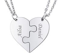 Collier personnalisé avec nom en forme de cœur, collier d'amitié gravé en acier titane pour hommes et femmes, ensemble de bijoux pour amoureux, famille, amour, meilleurs amis, puzzle