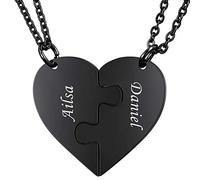 Collier personnalisé avec nom en forme de cœur, collier d'amitié gravé en acier titane pour hommes et femmes, ensemble de bijoux pour amoureux, famille, amour, meilleurs amis, puzzle