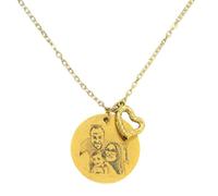 Collier Personnalisé avec Photo Gravée et Message, Pendentif médaille Rond en Or, or rose ou argent, Chaîne Dorée, acier inoxydable, gravure de haute qualité, gravure effet dessin-avec coeur