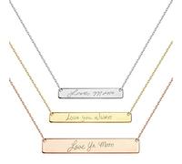 Collier personnalisé avec plaque gravée - Pendentif signature personnalisé - Capturez vos souvenirs manuscrits - Cadeau pour un anniversaire, Noël, la fête des mères,anniversaire de mariage
