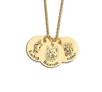 Collier personnalisé avec portrait d'animal de compagnie, pendentif gravé avec nom et visage d'animal - Bijou commémoratif en pour les amoureux des chiens et des chats, cadeau photo rond
