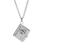 Collier personnalisé avec un livre pour fille, collier avec un livre d'histoires d'amour, ma fille par maman et papa, avec 6 pages d'informations gravées, bijoux livre multicouches ouvrables(Silver)