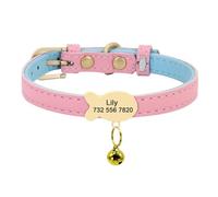 Collier personnalisé en cuir avec plaque d'identification pour petit chat et chien, convient pour les chiens et chats de petite et moyenne taille avec plaque signalétique en forme de cloche, A, XS