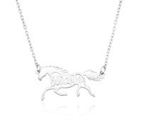 Collier personnalisé en forme de cheval Pendentif en or avec prénom personnalisé Bijoux raffinés Cadeaux pour la fête des mères et les anniversaires pour filles et femmes Amoureuses de l'équitation