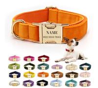 Collier personnalisé en velours pour chien avec nom et numéro de téléphone gravés, doux et confortable pour chiens de petite, moyenne et grande taille, boucle à dégagement rapide en métal, plusieurs