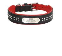 Collier personnalisé for Chien en Cuir avec Strass for Petits, Moyens et Grands Chiens, Plaque d'identification gravée Collier Chien Large(107 Black,1)